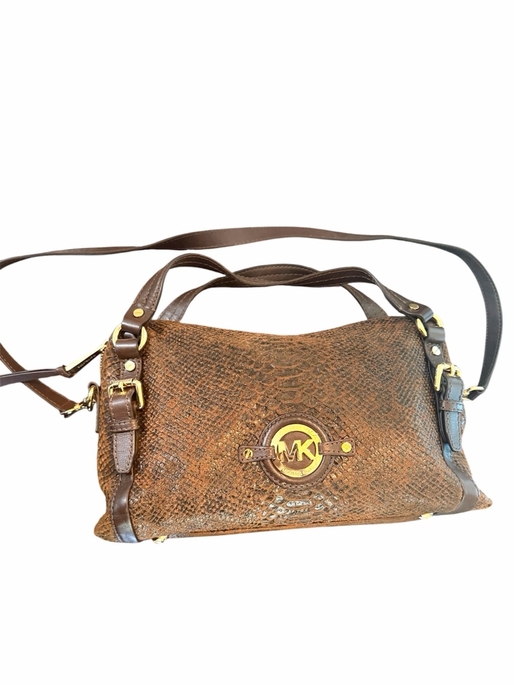 Michael Kors Leather Snake Print Purse Shoulder Bag Cross Body Strap